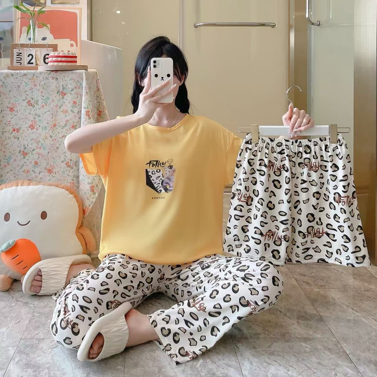 تیشرت زرد شلوار و شلوارک پلنگی