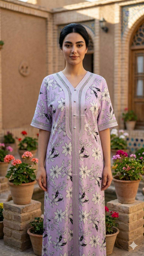 پیراهن مجلسی زنانه اماراتی نخی نگینی خوس دوزی